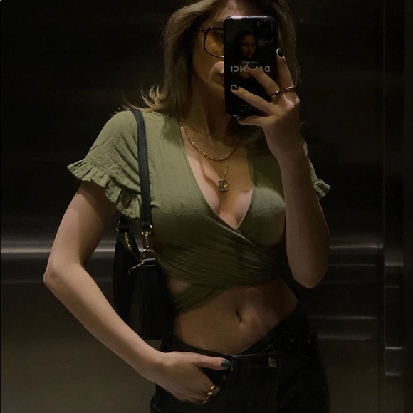 Princess Polly Tops - PRINCESS POLLY HONEY HONEY TIE UP TOP KHAKI